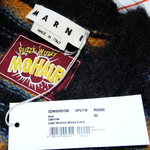 BNWT AW21 MARNI STRIPED FUZZY-WUZZY MOHAIR CARDIGAN 50 - Picture 8 of 11